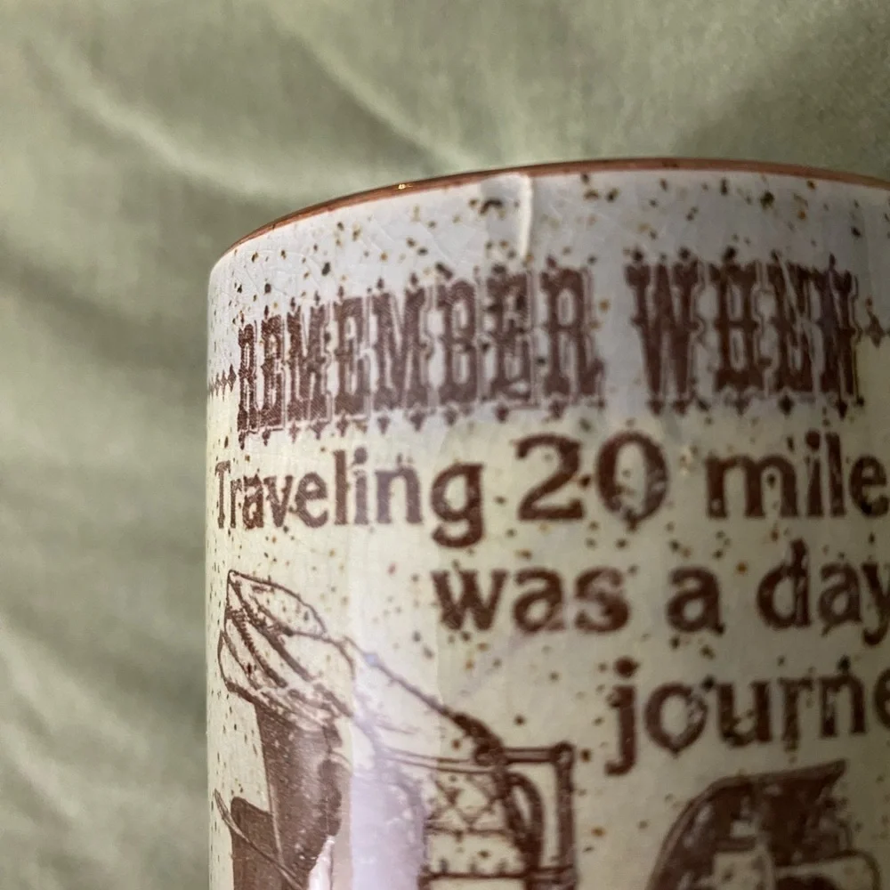 Vintage Remember when coffee mug tea cup brown speckled Made in Japan UBM